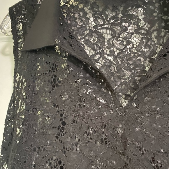 Calvin Klein Lace Sheer Collared Blouse - Picture 2 of 4